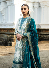 3-PC Unstitched Embroidered Luxury Lawn By Hussain Rehar | Veil